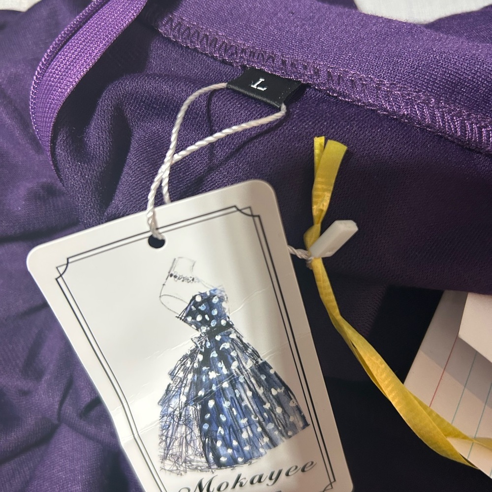 #039.B Mokayee Sz L Elegant Purple Dress NWT - Picture 4 of 5